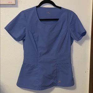 Small Ceil Blue Pintuck style Jaanuu Scrub Top